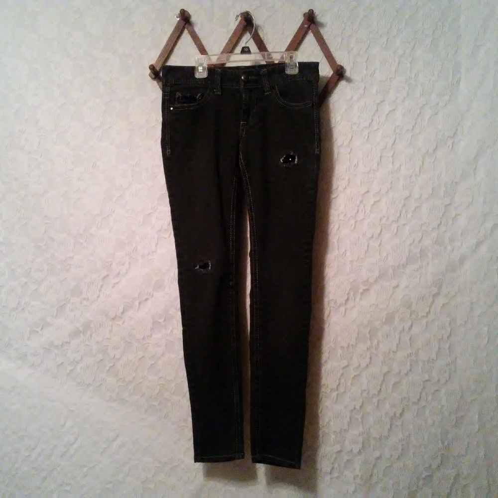Maurices Black Embelished Skinny Jeans Distressed - Picture 3 of 8